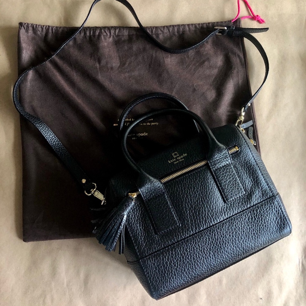 Kate Spade Black Pebbled Leather Tassel Satchel - Picture 1 of 15